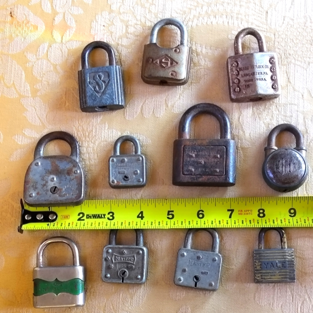 Vintage pad locks (no keys) lot of 11